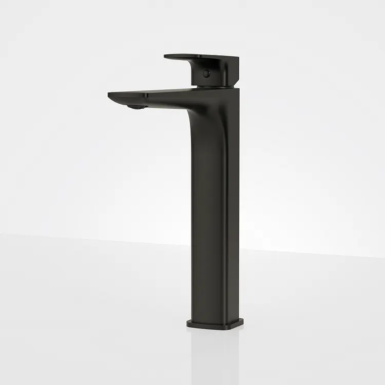 EVERSTEIN Tall Single Handle Vessel Bathroom Faucet with Pop-Up Drain Matte Black