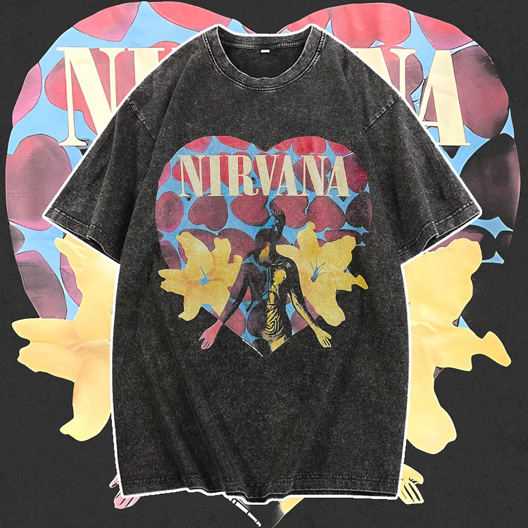 Davidhawaii100% Cotton Casual Attractive Vintage Heart Rock Band Men's Street T-Shirt - 100% Cotton