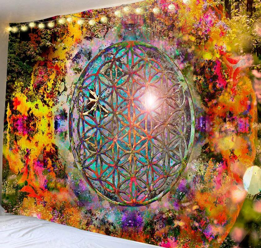 India Mandala Tapestry Wall Hanging Boho Decor Wall Cloth Tapestries Psychedelic Hippie Night Moon Tapestry Mandala Wall Carpet
