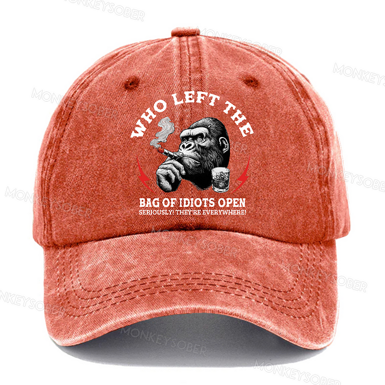 Who Left The Bag Of Idiots Open? Sarcastic Washed Baseball Caps