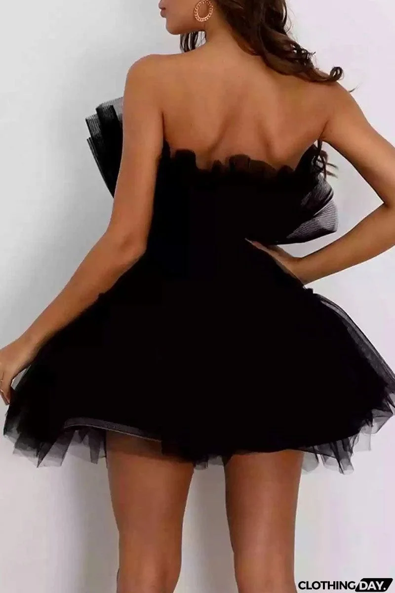 Sexy Elegant Solid Patchwork Strapless Princess Dresses(5 Colors)