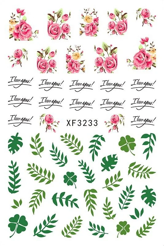 Nail Art Stickers Cactus Sticker for Nails Art Decals Avocado Adhesive Flower Leaves Manicure for Nails Design Decoration Art