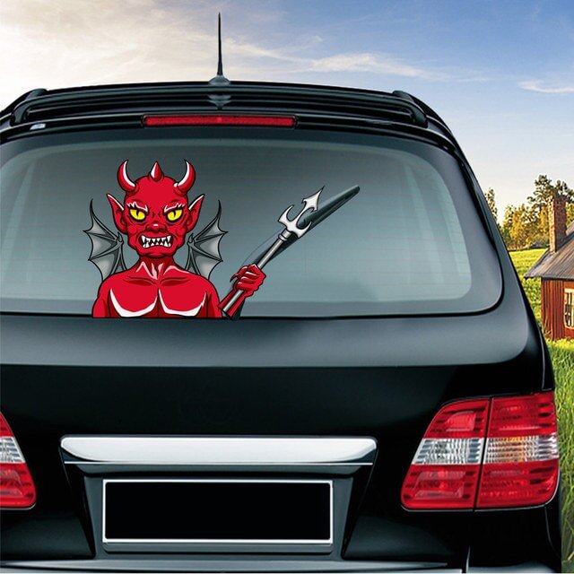 Halloween Horror Car Stickers Removable Rear Windshield Decals Decoration - Red Devils