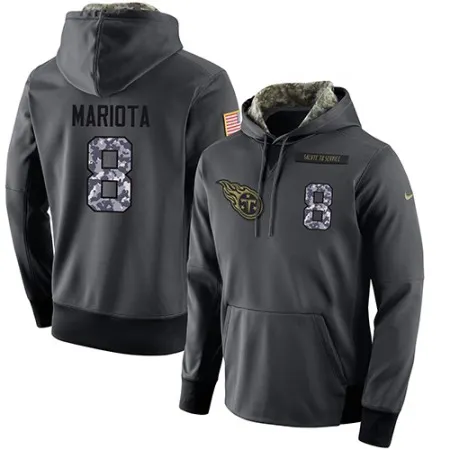 NFL Men's  Tennessee Titans #8 Marcus Mariota Stitched Black Anthracite Salute to Service Player Performance Hoodie