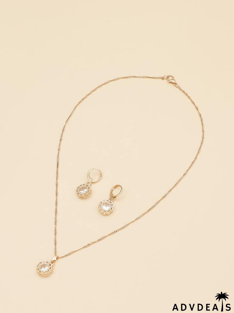 Flower Charm Necklace & Earrings