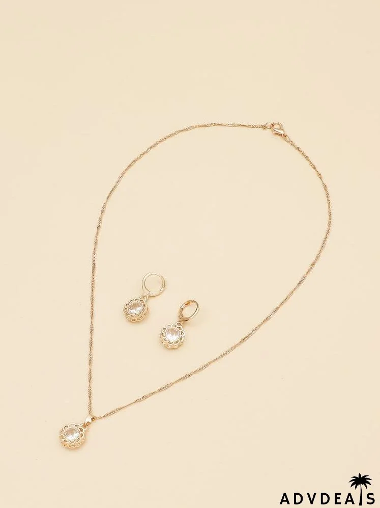 Flower Charm Necklace & Earrings