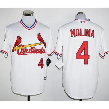 Cardinals #4 Yadier Molina White New Cool Base Cooperstown Stitched MLB Jersey