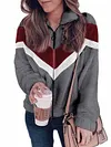 Urban Contrast Color Lapel Long Sleeves Zipper Faux Fur Coat
