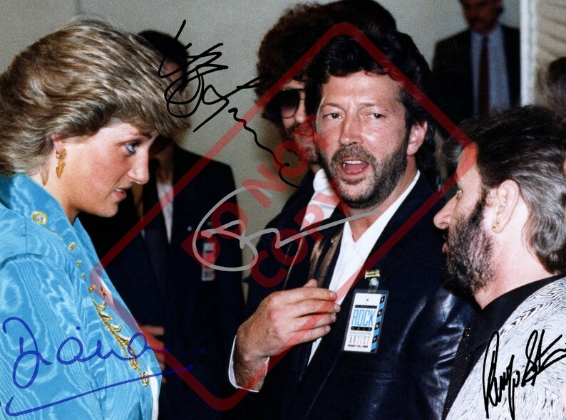 Princess Diana Eric Clapton Ringo Starr 8.5x11 Autographed Signed Reprint Photo Poster painting