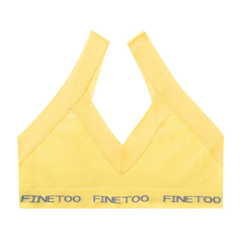 FINETOO Seamless Bra Set Women Deep V Tops Fashion Letter Panties M-XL Ladies Underwear Suit Tube Top Female Briefs Lingerie Set