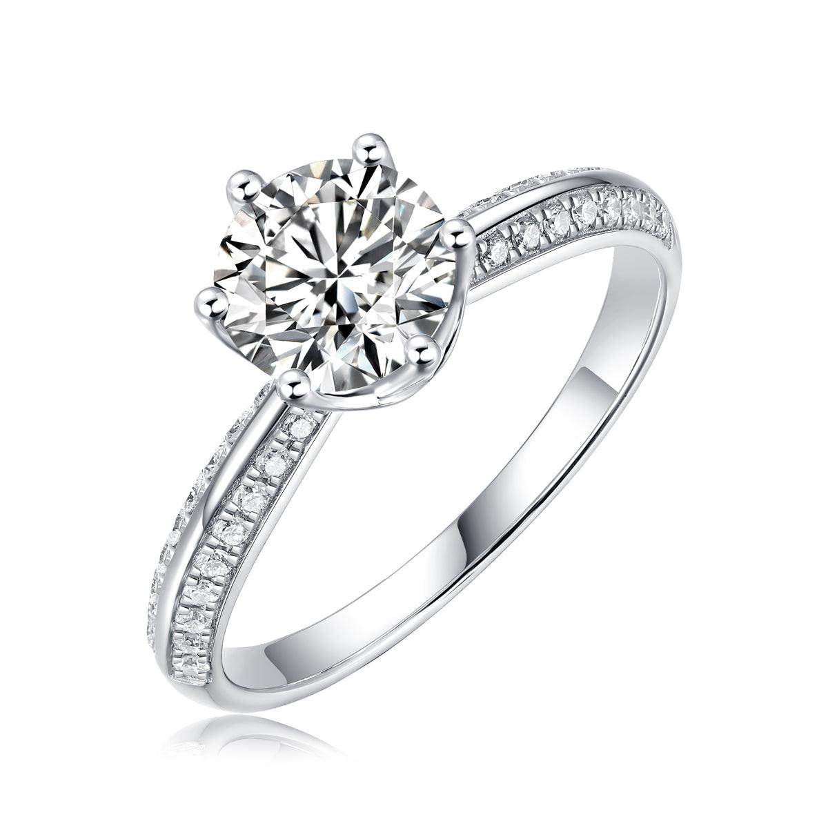 Sterling Silver Brilliant Cut Moissanite Solitaire Ring