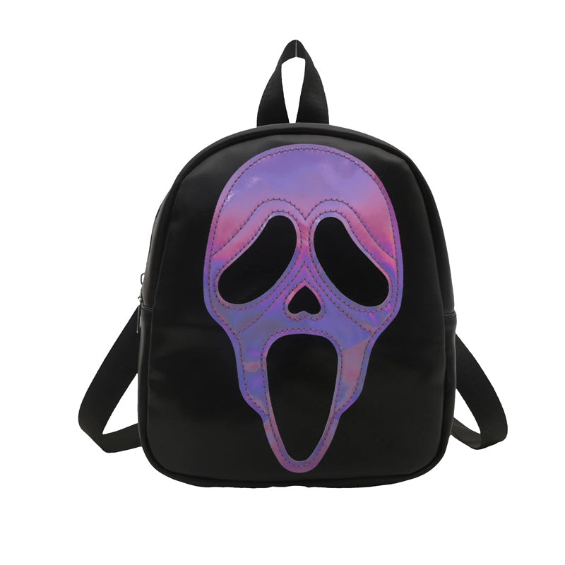 Fashion Personality Pu Soft Leather Fashionable Skull Halloween Backpack