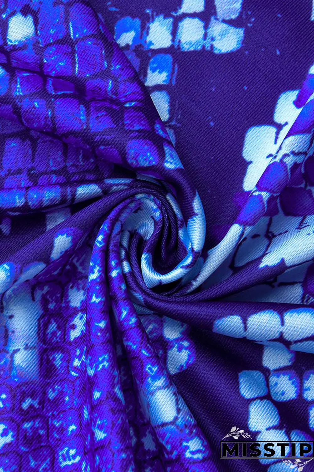 Blue Sexy Print With Belt V Neck Straight Plus Size Dresses