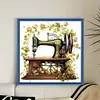 Flower Sewing Machine-14CT Stamped Cross Stitch 40*40cm/15.75*15.75in