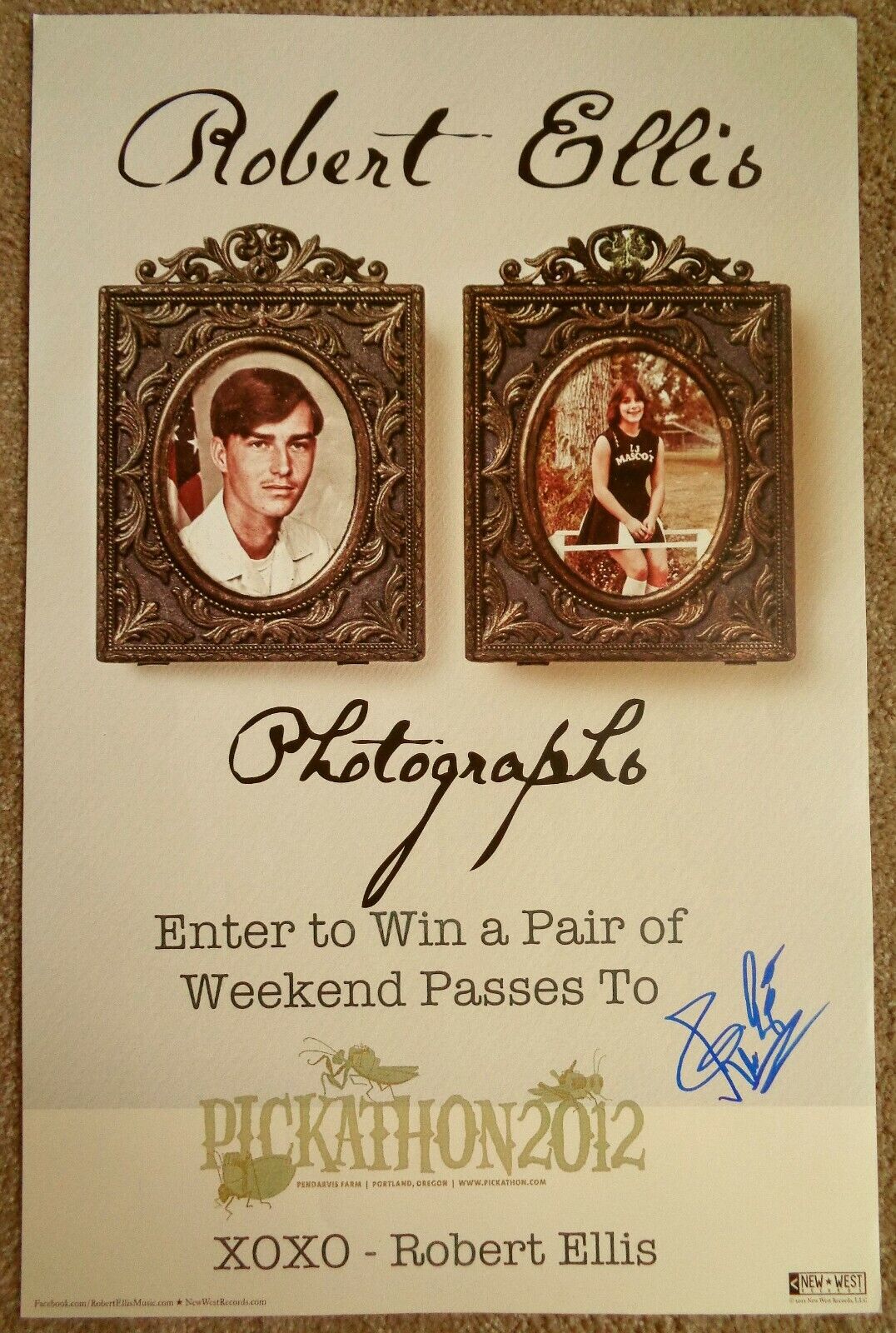 Signed ROBERT ELLIS POSTER InPerson w/proof Autograph Photo Poster paintinggraphs Pickathon 2012