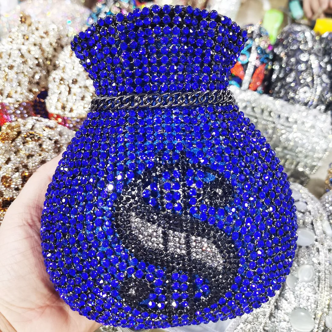 Wholesale Dollar Designer Crystal Clutch Bags Wedding Bridal female pochette Purse boutique banquet Evening Bags sm80