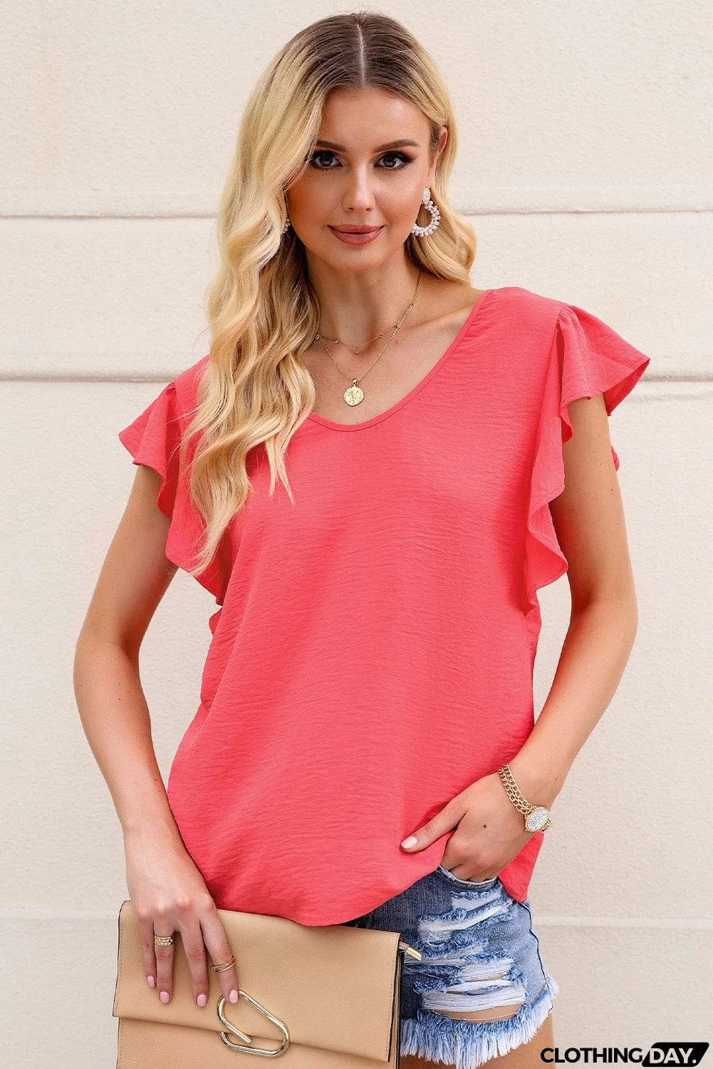 Ruffle Sleeve Loose Top