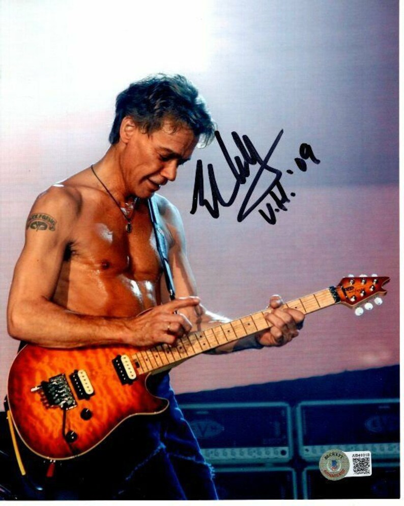 Eddie van halen signed 8x10 Photo Poster painting beckett bas loa