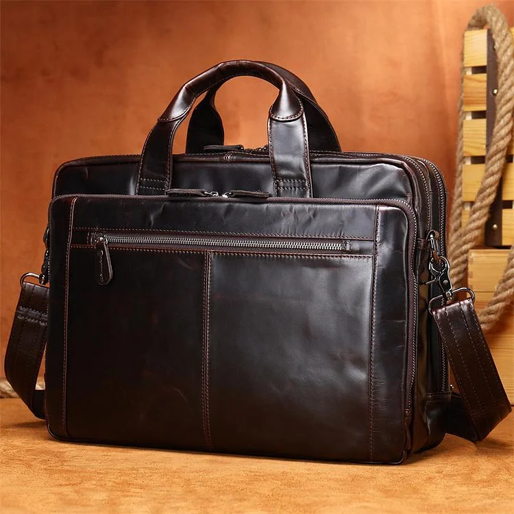 Genuine Leather Large-Capacity Handbag Business Outdoor Crossbody Bag