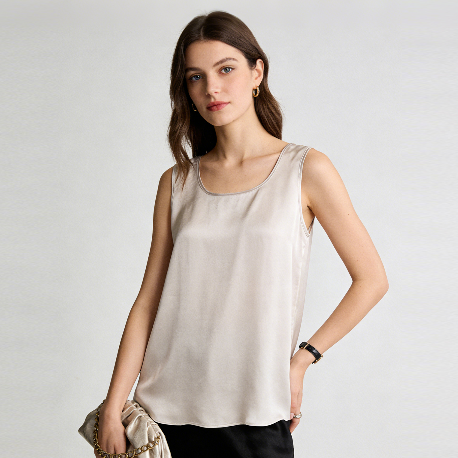 Silk Tank Top Washable Basic Style REAL SILK LIFE