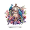  5D DIY Special Shape Diamond Painting Desk Ornament Flower Cage Birds Decor Kit