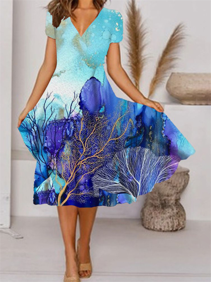 Chic Positioning Painting Printed Slip Dress