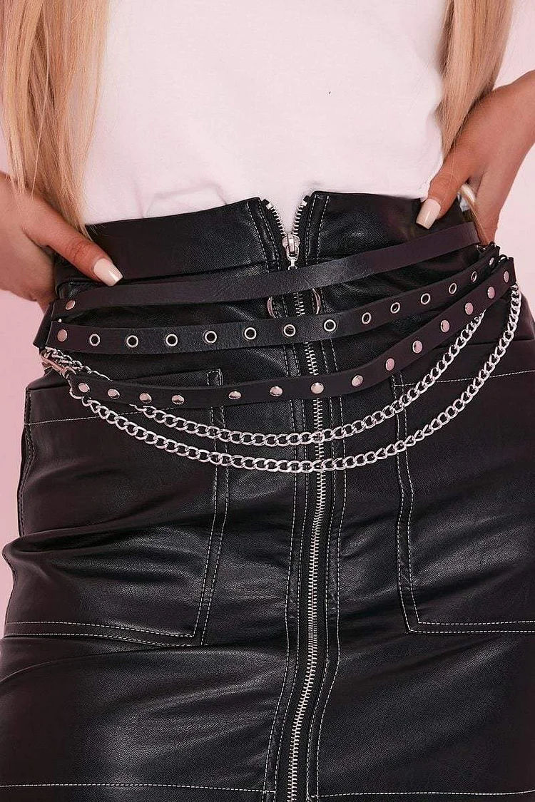 Marissa Black Layered Chain Belt Katch Me