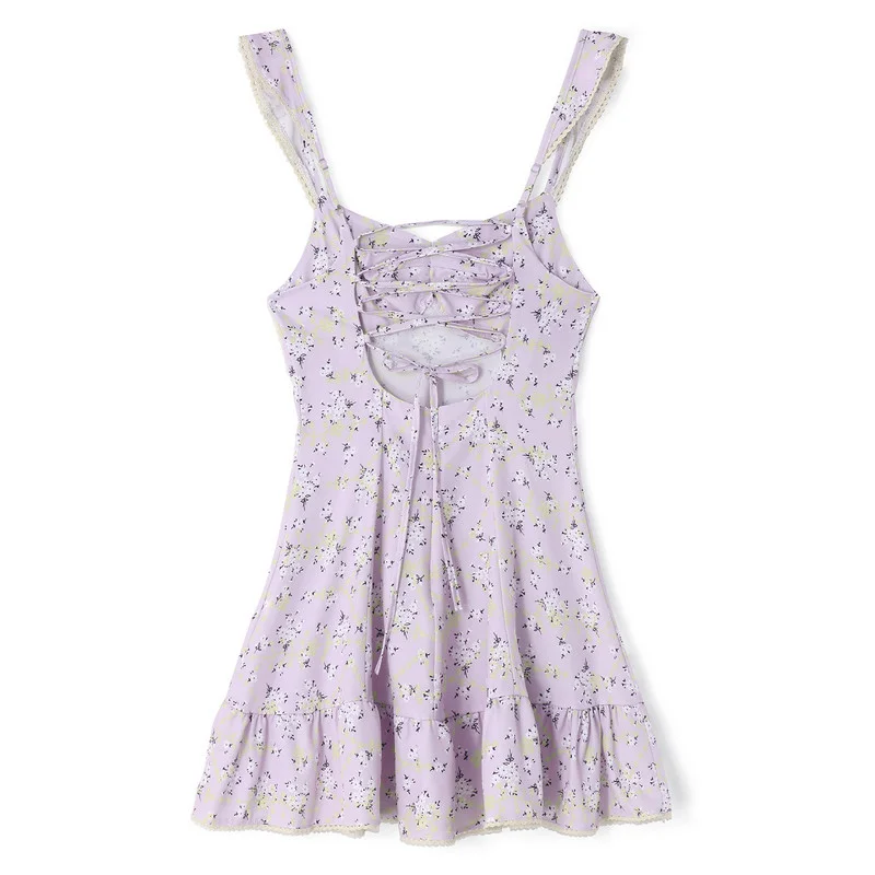 Women Floral  hort Flowy Dress Sexy Club Mini A-Line Dress
