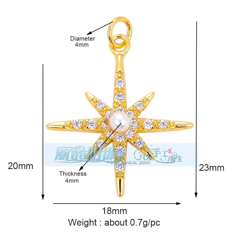 1 Piece 15 * 21mm 18 * 23mm 9*16mm Copper Zircon Sun Star Lightning Pendant Jewelry Accessories