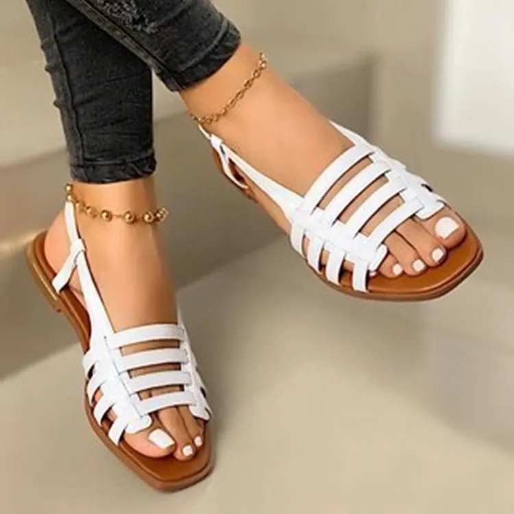 Breakj Breakj Sandals Women's Korean Version Of 2023 New Flat-Soled Single Shoes Spring And Summer Fashion Weaving Beach Shoes