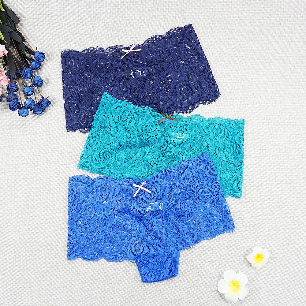 Billionm Sexy Women's Panties Boyshort Lace Underwear Plus Size Woman Boxers Seamless Transparent Pants Solid Underpants S-4XL