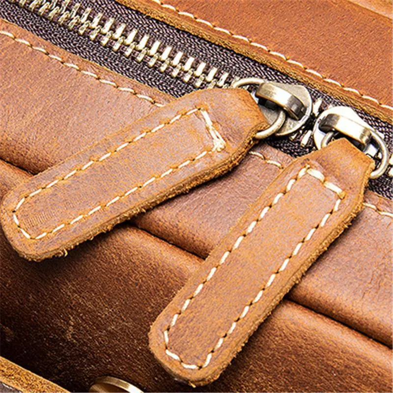 Vintage Style Leather Large Capacity Business Handbag Crossbody Bag