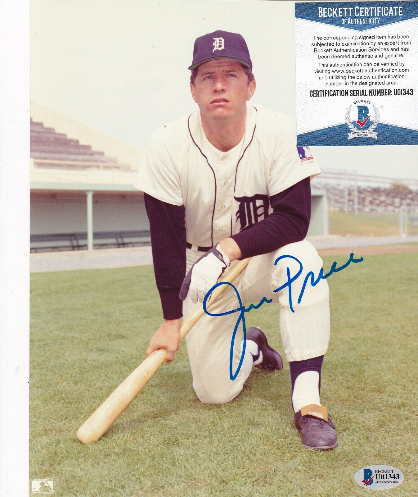 JIM PRICE DETROIT TIGERS BECKETT AUTHENTICATED ACTION SIGNED 8x10