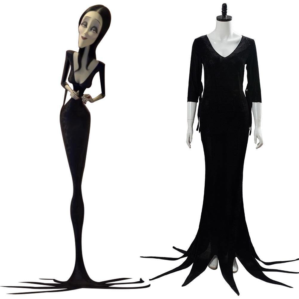 The Addams Family Die Addams Family Morticia Addams Cosplay Kostüm Kleid Schwarz