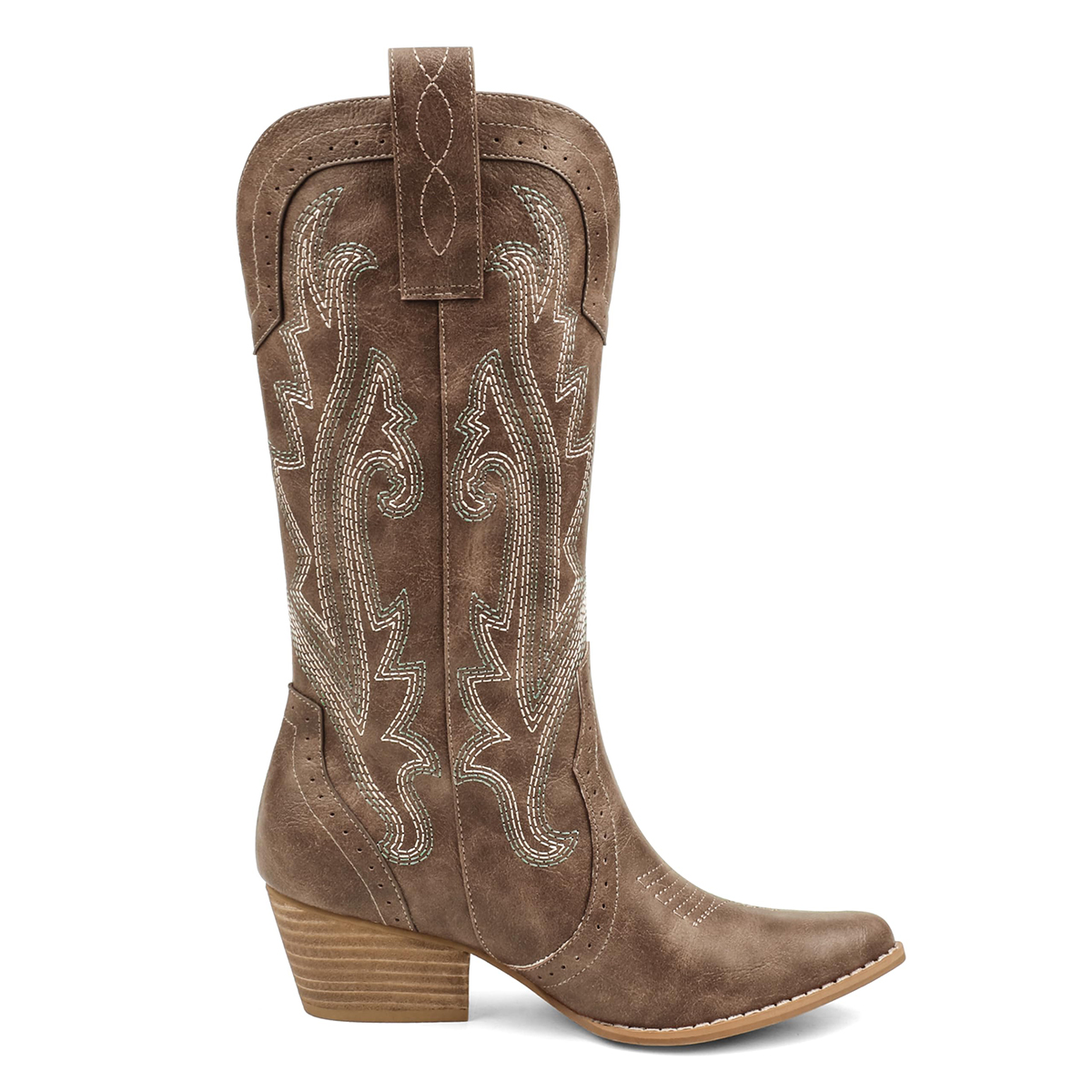 2" Women's Pointed Toe Embroidered Cowboy Boots Vintage Style Western Cowgirl Boots-MERUMOTE