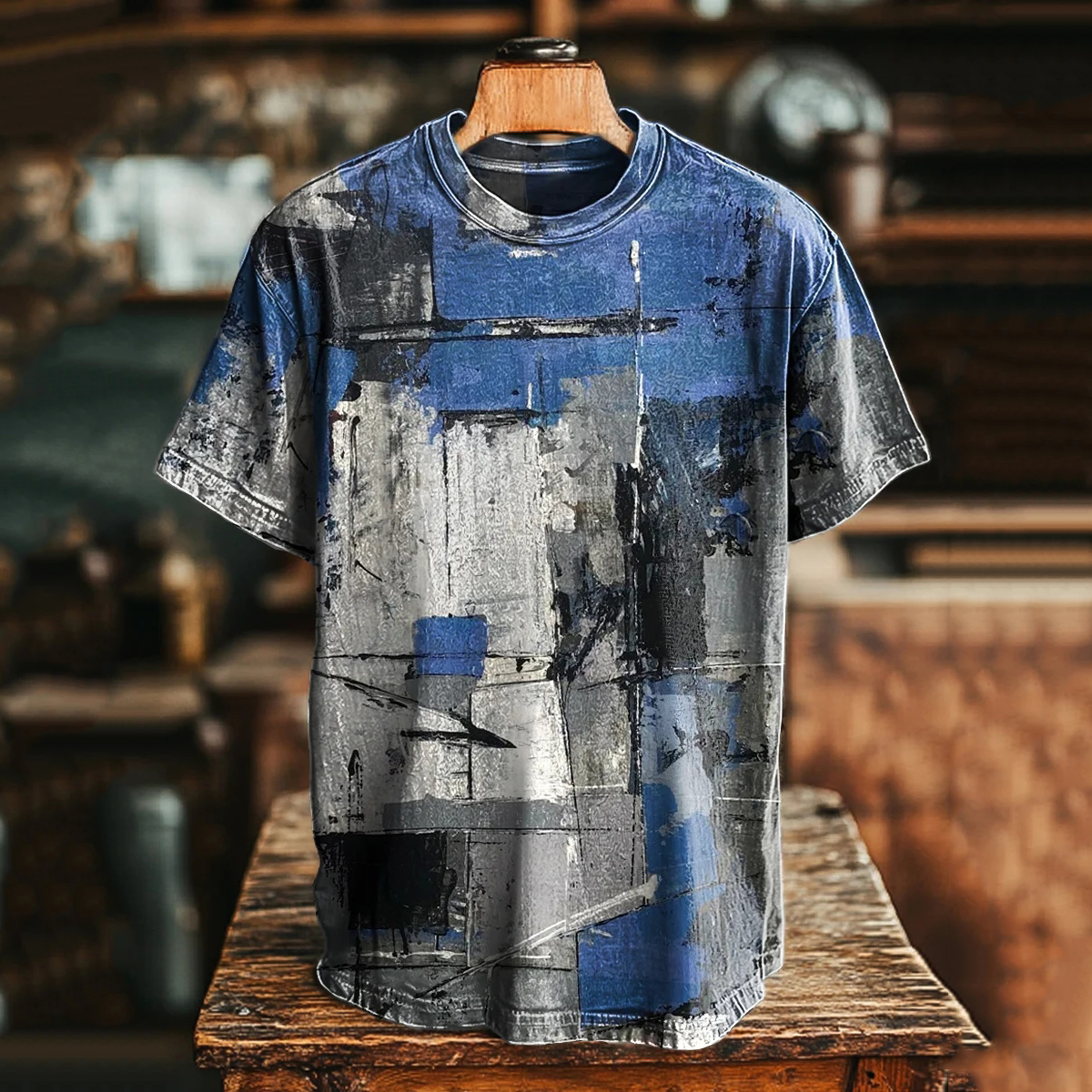 Vintage Abstract Geometric Graffiti Printed Casual Loose T-shirt  artssus