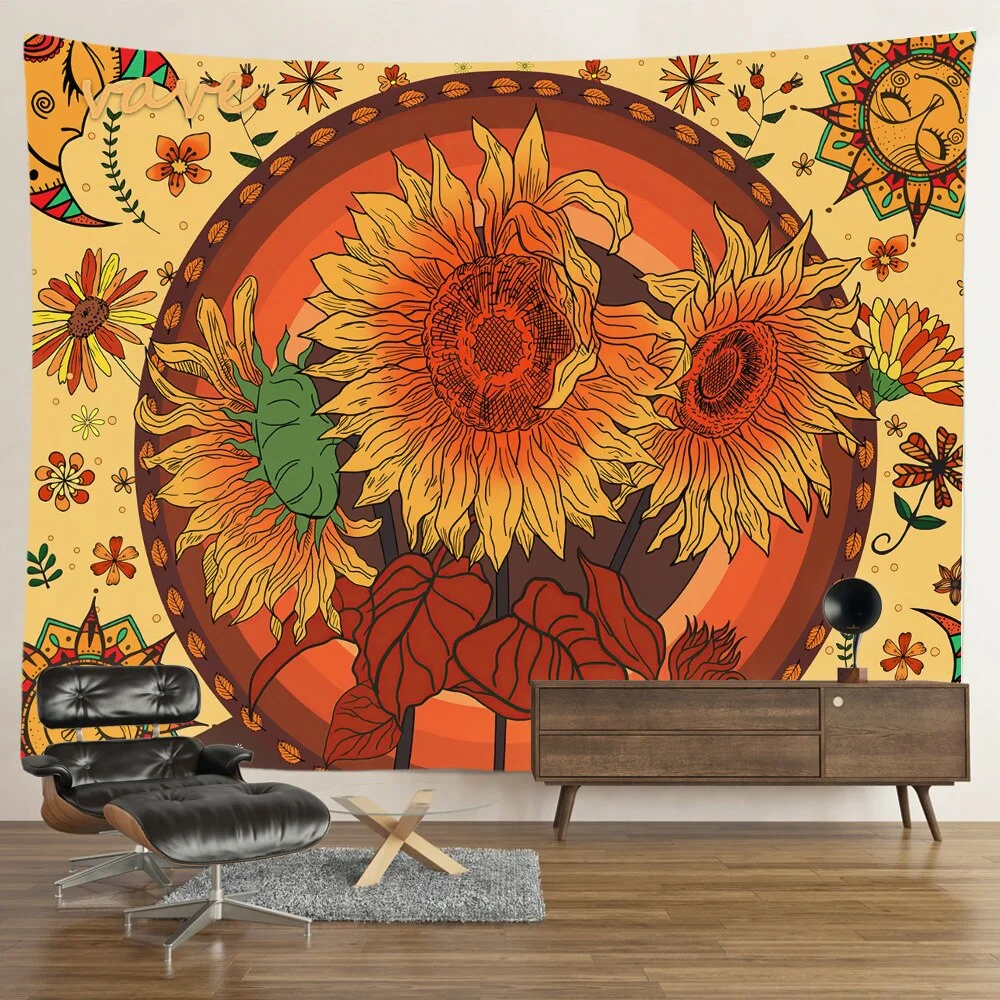 Nigikala Sun Moon Mandala Tapestry Wall Hanging Boho Hippie Witchcraft Astrology Cloth Fabric Tapestry Aesthetic Room Bedroom Decor