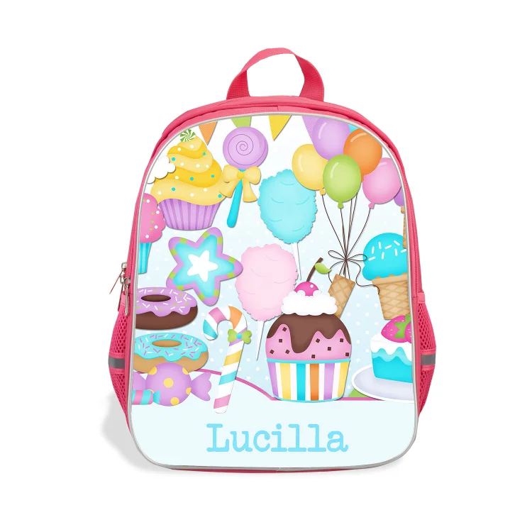 Personalized Balloon Name School Bag Girls Pink Backpack, Customized Schoolbag Travel Bag For Kids