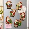 6PCS Santa Claus DIY Pearl Diamond Painting Christmas Fridge Magnets, Sparkling Rhinestone Refrigerator Magnet Craft Kit for Home Decor & Gifts