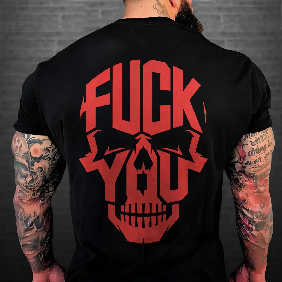 Cotton Fuck You Skull Graphic T-Shirt