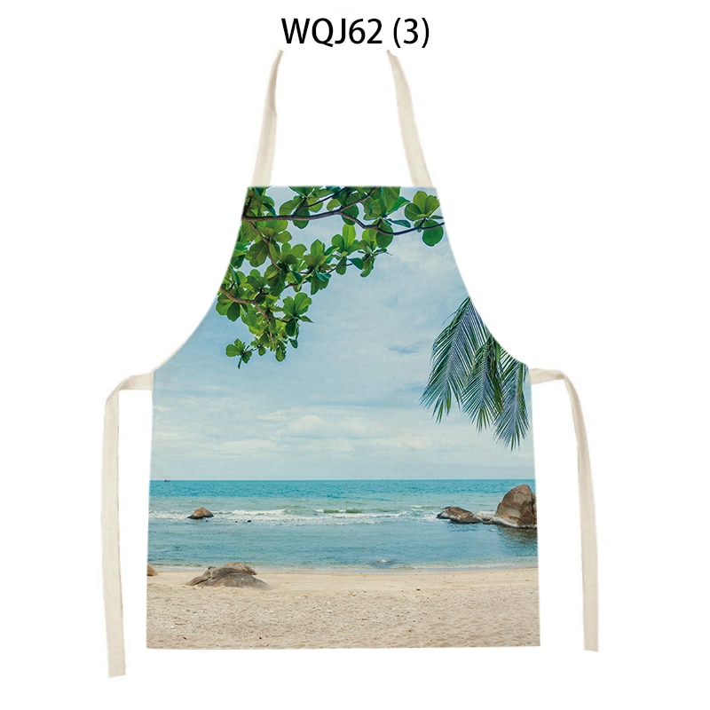 Linen Kitchen Apron - Waterfall beach scenery