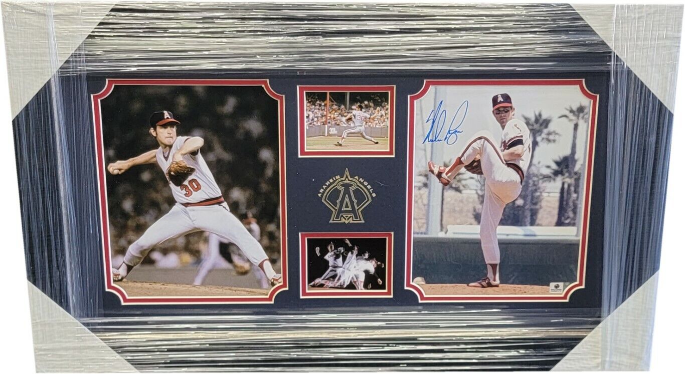 Nolan Ryan Signed 8x10 Photo Poster painting Custom Framed W/8x10 Photo Poster paintings Anaheim Angels GA