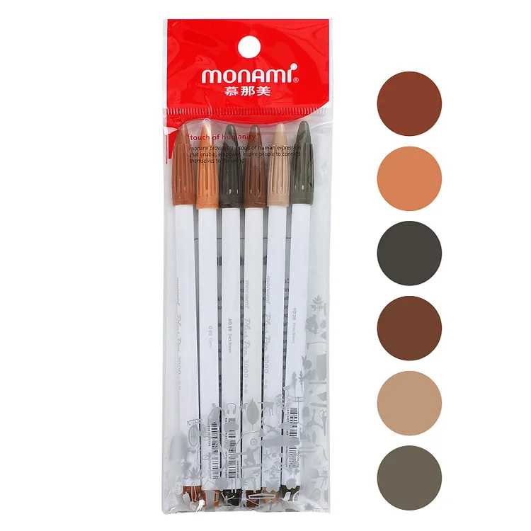 JOURNALSAY 5/6/7/10 Colors/Set Simple Fiber Hook Line Watercolor Pen 0.3/0.4mm White Pole