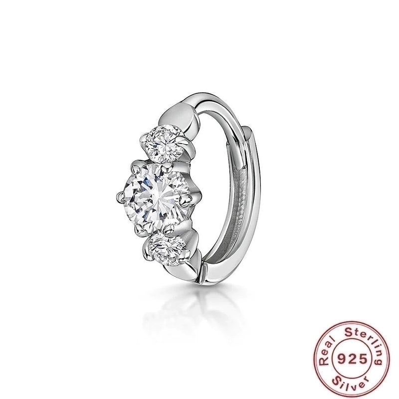 1 Piece 925 Sterling Silver Zircon Round Square Earrings