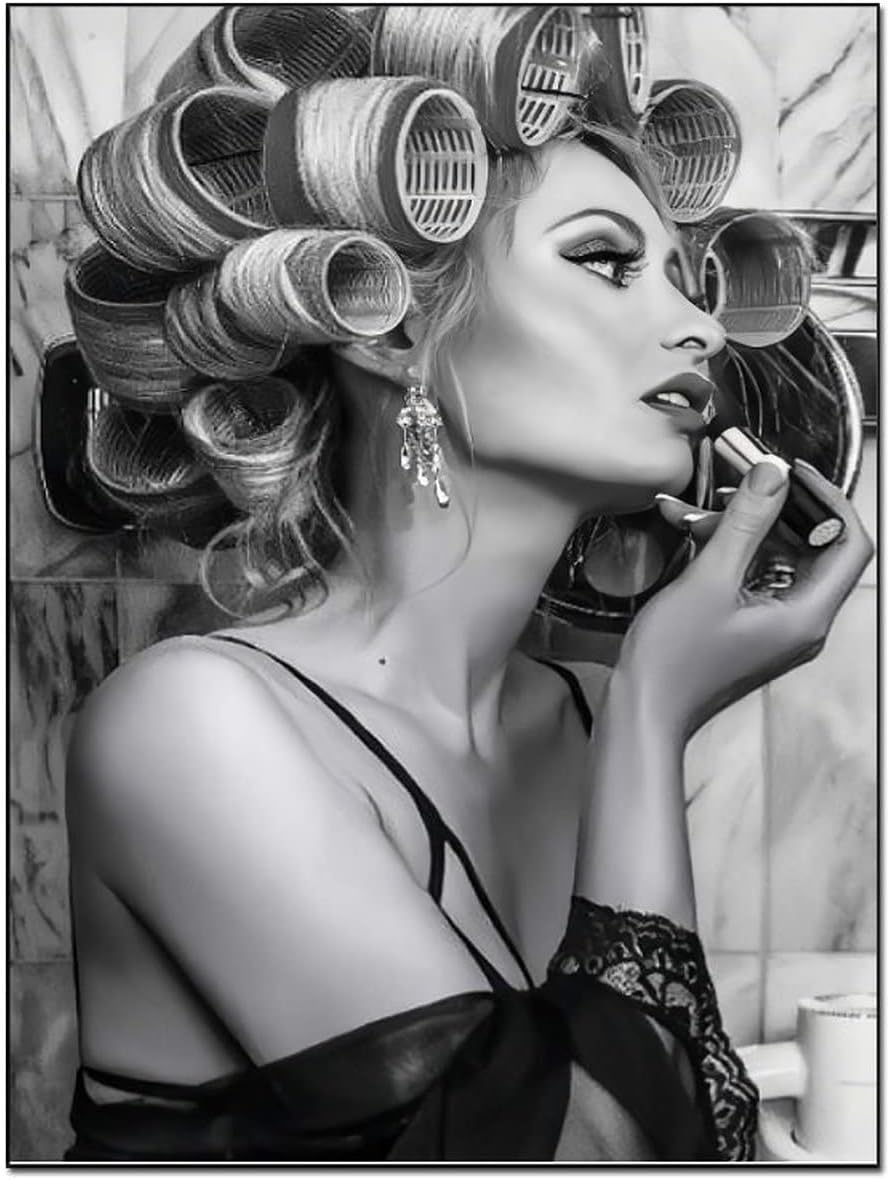 ToMart Retro Hair Salon Hairstyle Curls Beauty Curling Iron Poster Canvas Painting Posters And Prints Wall Art Pictures for Living Room Bedroom Decor 24x32inch(60x80cm) Unframe-style 24x32inch(60x80cm)