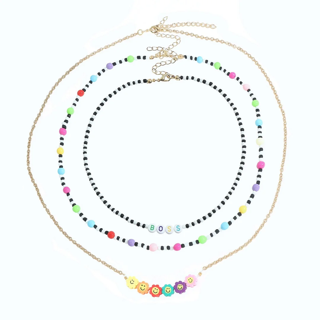 Dvacaman Bohemian Colorful Daisy Flowers Beaded Choker Necklace Korean Cute Statement Clavicle Necklace for Women Summer Jewelry