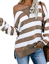 One Shoulder Striped Color Block Women's T-Shirt