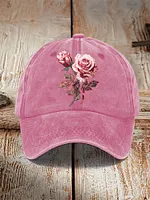 Unisex Retro Breast Cancer Awareness Floral Print Hat
