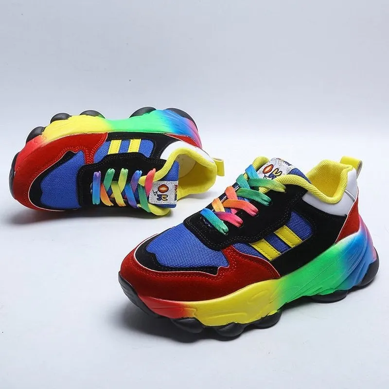 Tennis shoes hip-hop style sneakers 2021 fall color matching casual personality rainbow bottom women's shoes basketball shoes