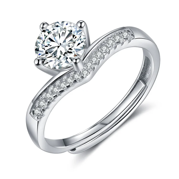 Crown Moissanite Ring Engagement Ring with CZ Stones